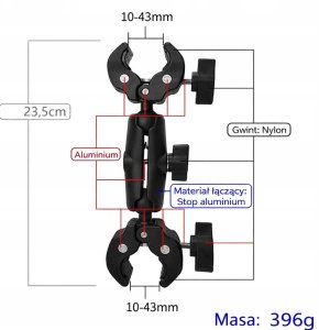 PEYTECH Aluminiowy Uchwyt do GoPro DJI Insta360 Motocykl Kijek Selfie Zestaw 6w1 (ZMKSU) 8