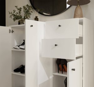 Meblar Komoda FRAN biały 120 Cm szafka 3 drzwi 2 szuflady 30 Cm do salonu sypialni (M-MP-K-FRAN-120-BIA) 5