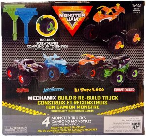 Monster Jam Mechanix 1:43 Build N ReBuild 4 pk (810076729985) 2