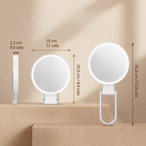KAEM Duże podwójne lusterko kosmetyczne 1X+10X podświetlane LED do makijażu AKU 6