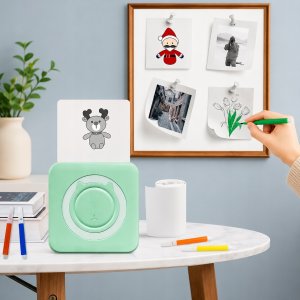 Drukarka etykiet Mini drukarka termiczna przenośna dla dziecka C15 zielona Bluetooth Drukuś 11