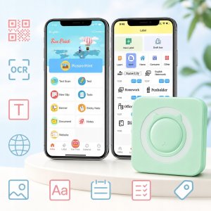 Drukarka etykiet Mini drukarka termiczna przenośna dla dziecka C15 zielona Bluetooth Drukuś 2