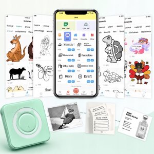 Drukarka etykiet Mini drukarka termiczna przenośna dla dziecka C15 zielona Bluetooth Drukuś 4