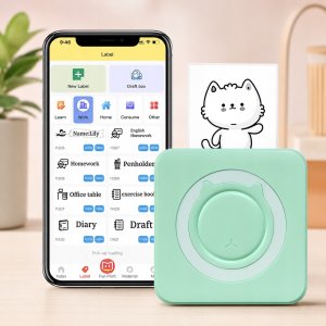 Drukarka etykiet Mini drukarka termiczna przenośna dla dziecka C15 zielona Bluetooth Drukuś 6