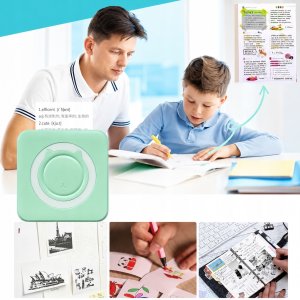 Drukarka etykiet Mini drukarka termiczna przenośna dla dziecka C15 zielona Bluetooth Drukuś 10