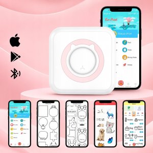Drukarka etykiet Mini drukarka termiczna przenośna dla dziecka C15 różowa Bluetooth Drukuś 11