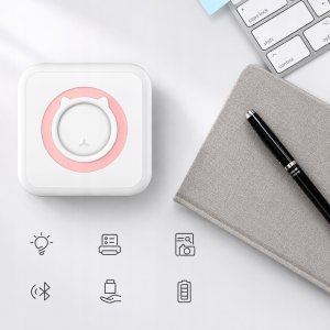 Drukarka etykiet Mini drukarka termiczna przenośna dla dziecka C15 różowa Bluetooth Drukuś 12
