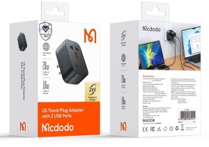 Ładowarka Mcdodo MCDODO PRZEJŚCIÓWKA ŁADOWARKA ADAPTER PODRÓŻNY WTYCZKA US 3 X USB-C USB-A 12