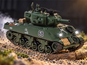 Jokomisiada Czołg zdalnie sterowany Sherman M4A3 strzela dym dźwięk wieżyczka (RC0769) 14