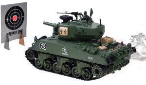 Jokomisiada Czołg zdalnie sterowany Sherman M4A3 strzela dym dźwięk wieżyczka (RC0769) 4