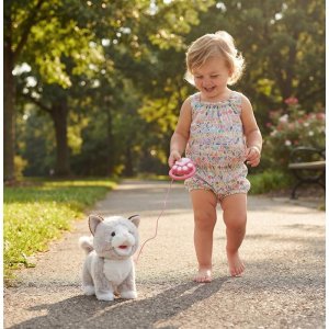 NoboKids Interaktywny Kotek Pluszowy na Smyczy Miauczy Chodzi Reaguje na Dotyk (5904665407813) 11