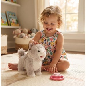 NoboKids Interaktywny Kotek Pluszowy na Smyczy Miauczy Chodzi Reaguje na Dotyk (5904665407813) 14