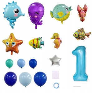 Springos Balony na roczek dekoracja impreza na urodziny cyfra 1 zestaw balonów 6