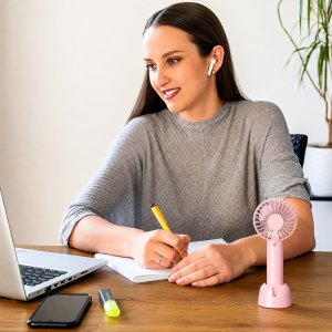 Wentylator Topk Wiatrak cichy mini wentylator przenośny biurkowy chłodzenie TOPK usb różowy 12