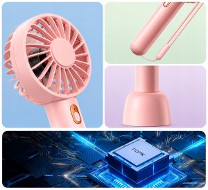 Wentylator Topk Wiatrak cichy mini wentylator przenośny biurkowy chłodzenie TOPK usb różowy 5