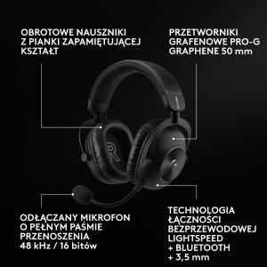 Słuchawki Logitech G Pro X3 Lightspeed Czarne (981-001740) 9