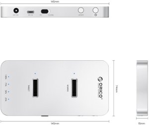 Stacja dokująca Orico Klonująca dyski, 2x M.2 NVMe/SATA, USB-C 20Gbps (M220-C-EU-SV-BP) 2