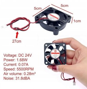 3D Systems 2x Ciche wentylatory 24V 50x50x10mm 5010 bezszczotkowe do drukarek 3D 2