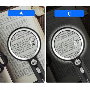 Verk Duża lupa do czytania Szkło powiększające z podświetleniem LED x10 5