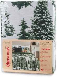 Cotton World Pościel świąteczna NEVADA 220x200 zimowy las choinki 3-częściowa 3