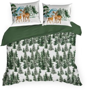 Cotton World Pościel świąteczna NEVADA 220x200 zimowy las choinki 3-częściowa 4