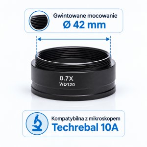 Techrebal Soczewka Barlowa 0,7X do mikroskopu cyfrowego 10A 7