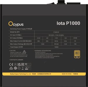 Zasilacz Ocypus Iota P1000 moduł zasilaczy 1000 W 24-pin ATX ATX Czarny (IOTA-P1000-G1FFBK024X-EU) 5
