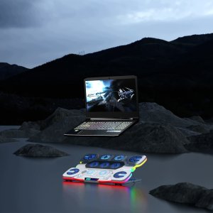 Podstawka chłodząca Rampage Glacier Gamingowa podstawka chłodząca pod laptop 14–17”, 2600RPM, biała (GLACIERS50-WHITE) 6