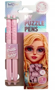 KIDS Długopisy 2x Długopis Wow Puzzle 2szt 70 Liter Do Ułożenia Dla Przyjaciółek / Wow00076 - Różowy (SB12183) 3