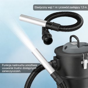Odkurzacz przemysłowy Bauerkraft Kominkowy do pieca popiołu sadzy żaroodporny 15l 800W 14