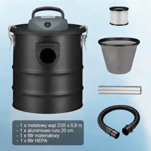 Odkurzacz przemysłowy Bauerkraft Kominkowy do pieca popiołu sadzy żaroodporny 15l 800W 15