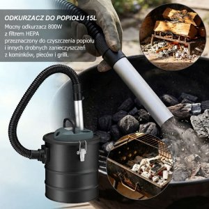 Odkurzacz przemysłowy Bauerkraft Kominkowy do pieca popiołu sadzy żaroodporny 15l 800W 10