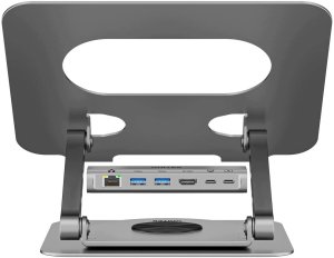 Unitek Podstawka pod laptopa z odłączanym hubem USB-C 5 w 1 | 2xUSB-A 5Gbps | HDMI 4K@60Hz | RJ45 | PD100W (D1109CGY01) 2