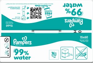 Pampers Chusteczki Nawilżane 99% Water 15 op. 60 Chusteczek = 900 szt. 2