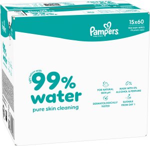 Pampers Chusteczki Nawilżane 99% Water 15 op. 60 Chusteczek = 900 szt. 5