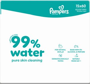 Pampers Chusteczki Nawilżane 99% Water 15 op. 60 Chusteczek = 900 szt. 7