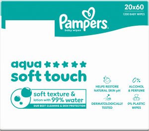 Pampers Chusteczki Nawilżane Aqua Soft Touch 20 op. 60 Chusteczek = 1200 szt. 5