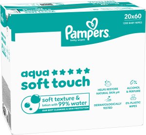 Pampers Chusteczki Nawilżane Aqua Soft Touch 20 op. 60 Chusteczek = 1200 szt. 6