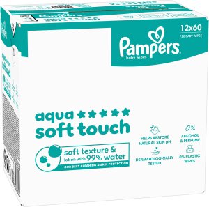 Pampers Chusteczki Nawilżane Aqua Soft Touch 12 op. 60 Chusteczek = 720 szt. 4