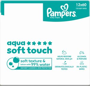 Pampers Chusteczki Nawilżane Aqua Soft Touch 12 op. 60 Chusteczek = 720 szt. 6
