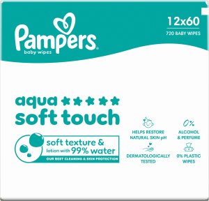 Pampers Chusteczki Nawilżane Aqua Soft Touch 12 op. 60 Chusteczek = 720 szt. 7