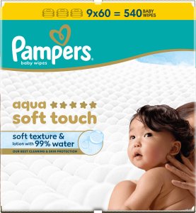 Pampers Chusteczki Nawilżane Aqua Soft Touch  9 op. 60 Chusteczek = 540 szt. 4