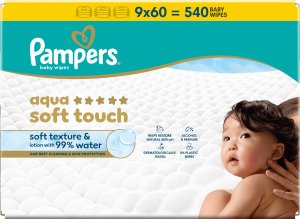 Pampers Chusteczki Nawilżane Aqua Soft Touch  9 op. 60 Chusteczek = 540 szt. 5