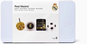 Real Madrid Set : , Soap Bar + , Body Sponge + , Hair Styling Wax, 100 g + , Bath Bomb + , Metal Cup Holder Unisex 2