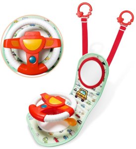 Bkids Kierownica edukacyjna podróżna do samochodu na fotel ochraniacz dla dziecka (HE0623) 8