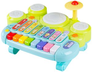 Bkids Pianinko z perkusją dla malucha ksylofon cymbałki światła dźwięki muzyka (3502) 4