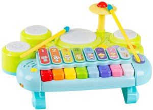 Bkids Pianinko z perkusją dla malucha ksylofon cymbałki światła dźwięki muzyka (3502) 5
