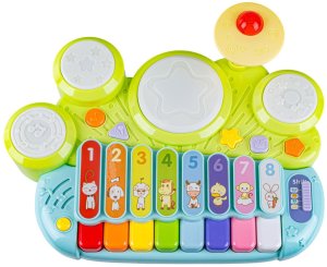 Bkids Pianinko z perkusją dla malucha ksylofon cymbałki światła dźwięki muzyka (3502) 6