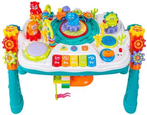 Woopie Stolik edukacyjny 2w1 pianino klocki tor kulkowy ciuchcia mikrofon Bluetooth (9930) 7
