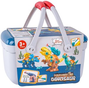 Klocki konstrukcyjne Dinozaury do skręcania i rozkręcania kuferek wkrętarka strzałki (825) 2